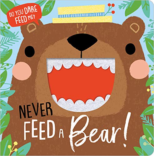 Brown bear with open mouth and large teeth, book cover illustration.