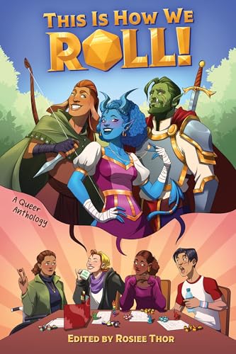 Book cover featuring diverse fantasy characters and people playing tabletop games.