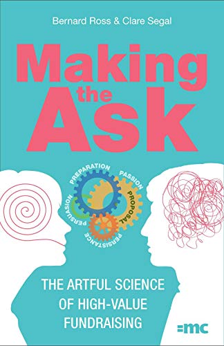 Book cover titled Making the Ask with two silhouettes and colorful interlocking gears.