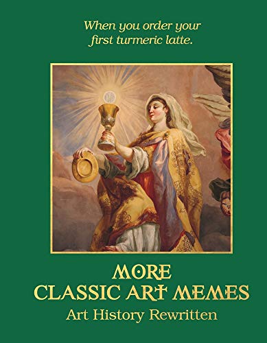 Book cover featuring a Renaissance-style painting with humorous text overlay.