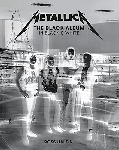 Photobook with black and white images of Metallica band members by Ross Halfin.