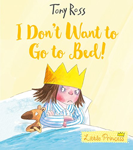 Illustration of a frowning girl with a crown, refusing bedtime.