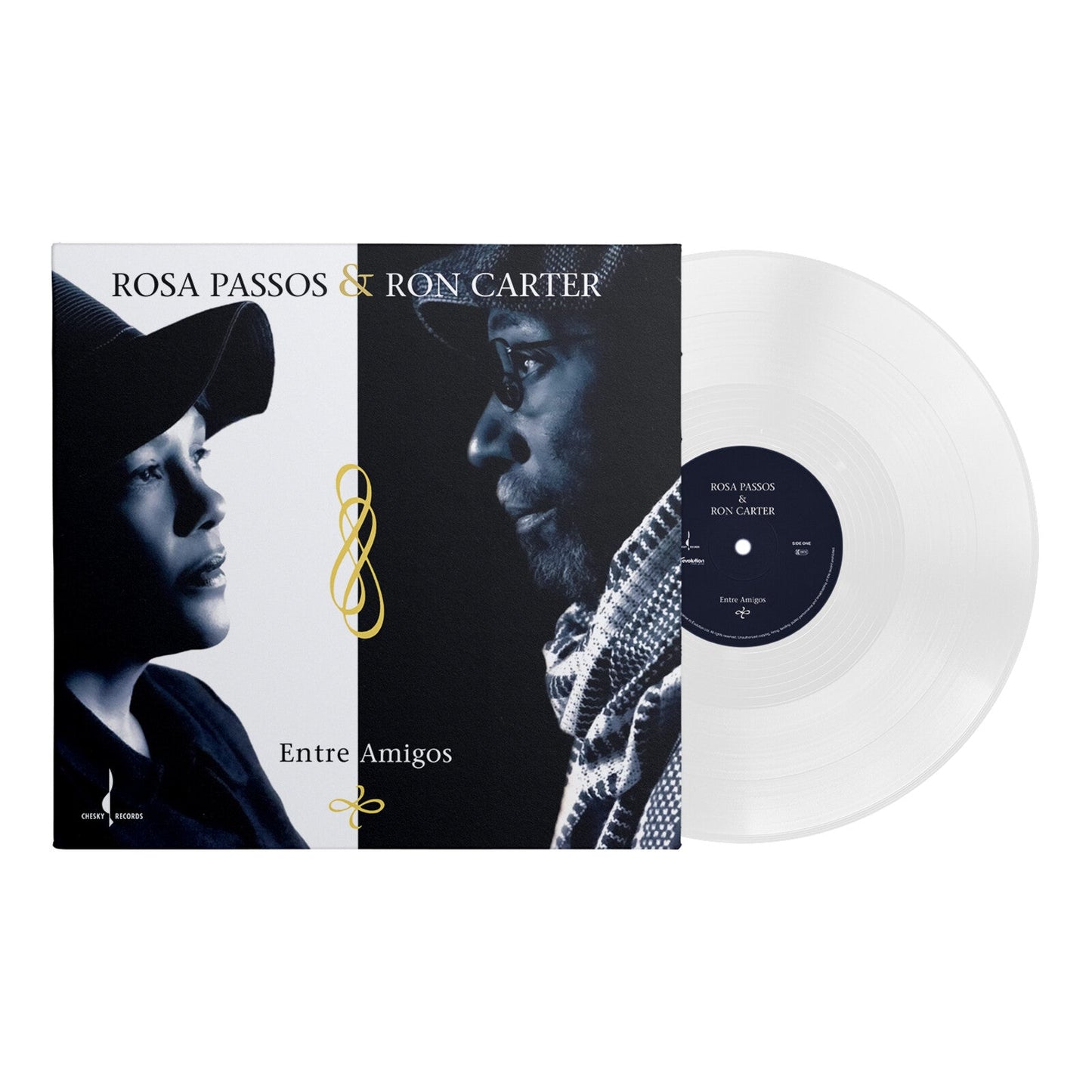 Vinyl record cover featuring Rosa Passos and Ron Carter next to a clear disc.