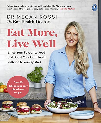 Book cover featuring Dr. Megan Rossi, food, and text about gut health.