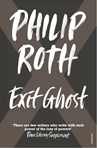 Book cover: "Exit Ghost" by Philip Roth, with white text on brown.