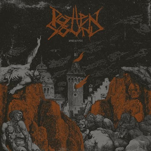Rotten Sound “Apocalypse” CD cover: apocalyptic cityscape with figures in distress.