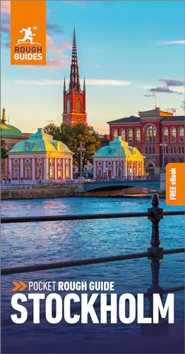 Book cover for Pocket Rough Guide Stockholm featuring a waterfront cityscape at sunset.