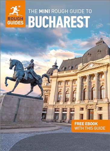 Travel guidebook with Bucharest city map and cover image of notable landmark or scenery.