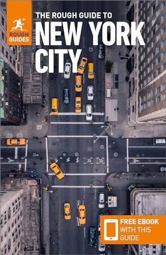 Aerial view of a New York City street with yellow taxis and traffic.