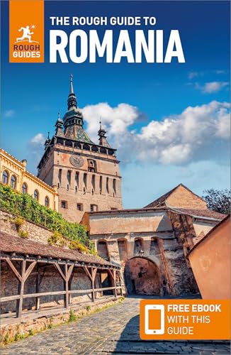 The Rough Guide to Romania travel book cover featuring the Sighișoara Clock Tower.