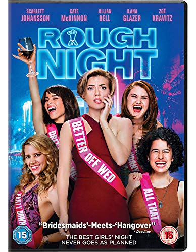 DVD cover for the movie Rough Night featuring five women wearing party sashes.