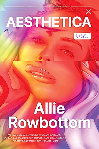 Book cover for “Aesthetica” featuring a close-up of a woman’s face with colorful lighting.