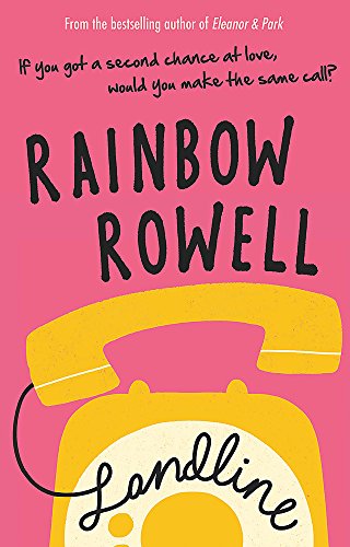 Book cover: "Landline" by Rainbow Rowell with a yellow rotary phone.