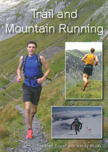 Book cover: runners on mountain trails, snowy peaks, and text.