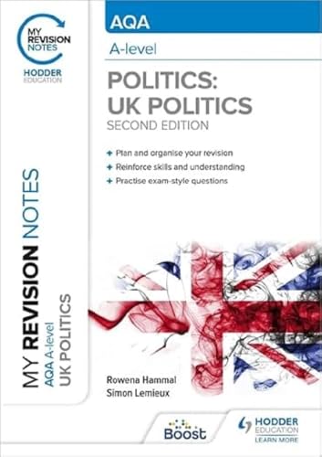 Textbook cover for AQA A-level UK Politics with a red, white, and blue smoke graphic.