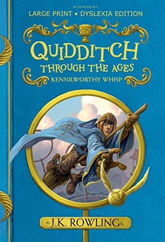Book cover: “Quidditch Through the Ages,” large print, dyslexia edition.