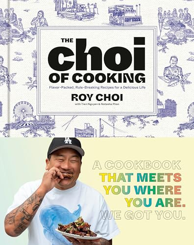 Cookbook cover featuring chef Roy Choi and patterned background.
