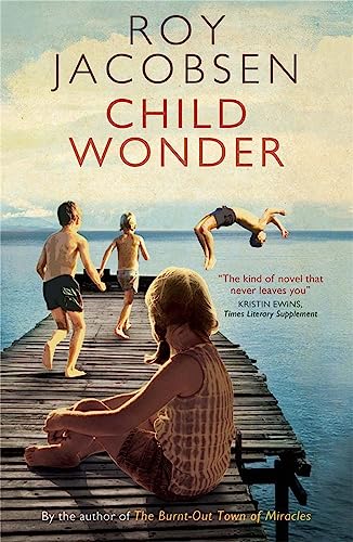 Book cover showing children on a wooden pier over water, one diving into sea.