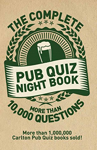 Book cover: "The Complete Pub Quiz Night Book" with a beer graphic.