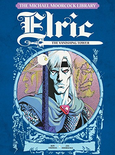 Book cover featuring Elric, a pale warrior with a ruby in his sword.