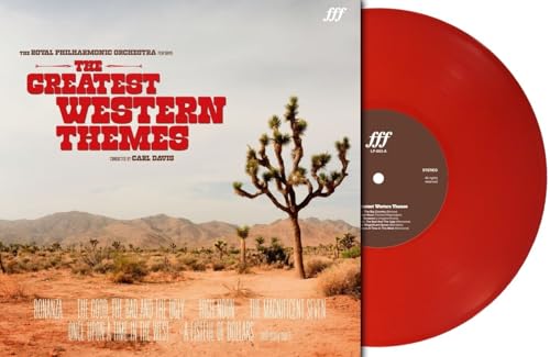 Red vinyl record with album cover depicting a desert landscape.