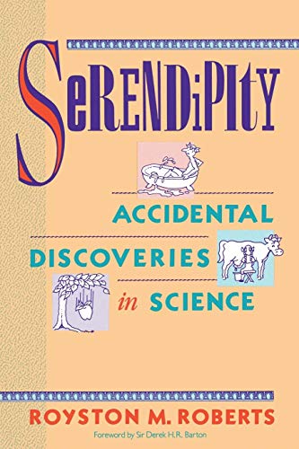 Book cover: "Serendipity," with illustrations of a bathtub, cow, and tree.