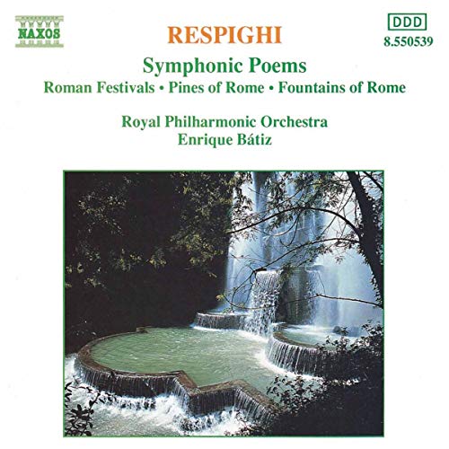 CD cover for Respighi’s Symphonic Poems featuring a waterfall scene.