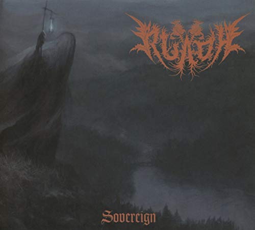 Dark album cover depicting a lone figure on a cliffside, titled "Sovereign".