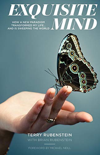 Book cover with a butterfly landing on a hand, titled "Exquisite Mind".