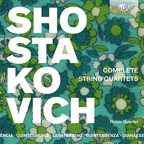 "CD cover with 'SHOSTAKOVICH' in large white text on a green floral background."