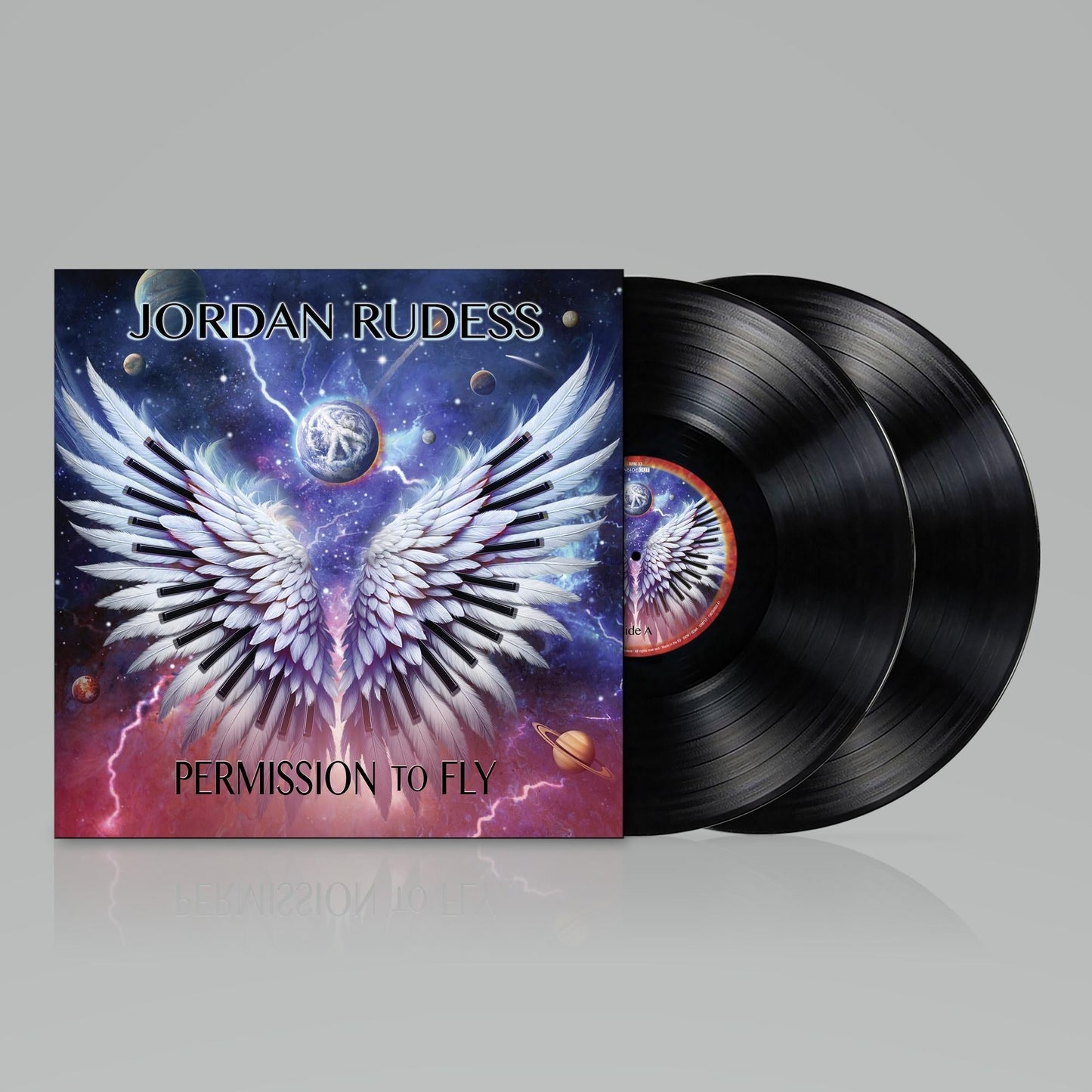 Jordan Rudess “Permission To Fly” vinyl record with celestial artwork.