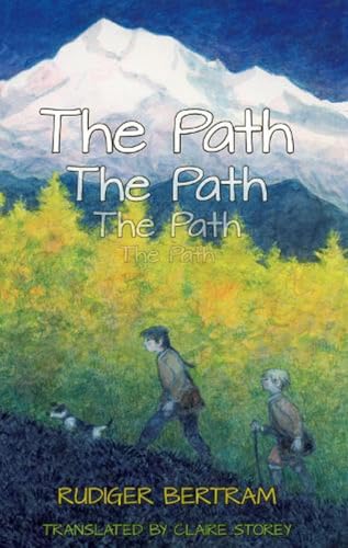 Book cover: a boy, dog, and older person walk toward snowy mountains.