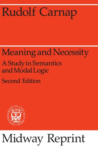 Red book cover with white text: "Meaning and Necessity" by Rudolf Carnap.