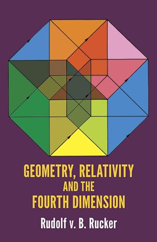 Book cover with colorful geometric shapes and title "Geometry, Relativity...