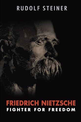 Book cover: black and white portrait of Friedrich Nietzsche, with red text.