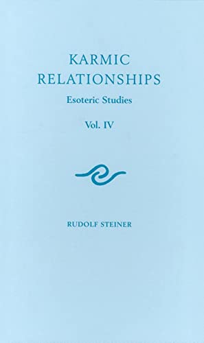 Book cover: "Karmic Relationships" by Rudolf Steiner, light blue background.