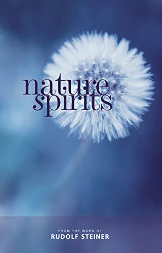 A dandelion seed head against a blue background with the text Nature Spirits.