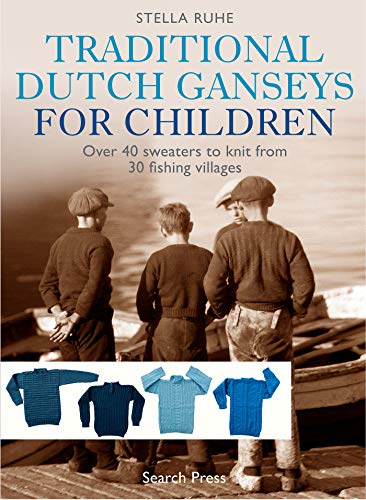 Book cover featuring vintage photo of boys and four knitted sweaters at the bottom.