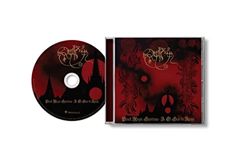 Red CD case and disc with gothic script and castle imagery.