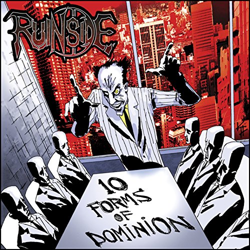 CD cover for Ruinside’s “10 Forms Of Dominion” with a menacing figure.
