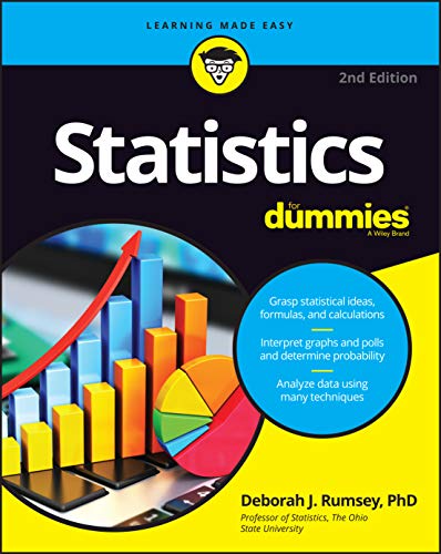 Book cover for Statistics For Dummies, 2nd Edition, featuring colorful charts and graphs.