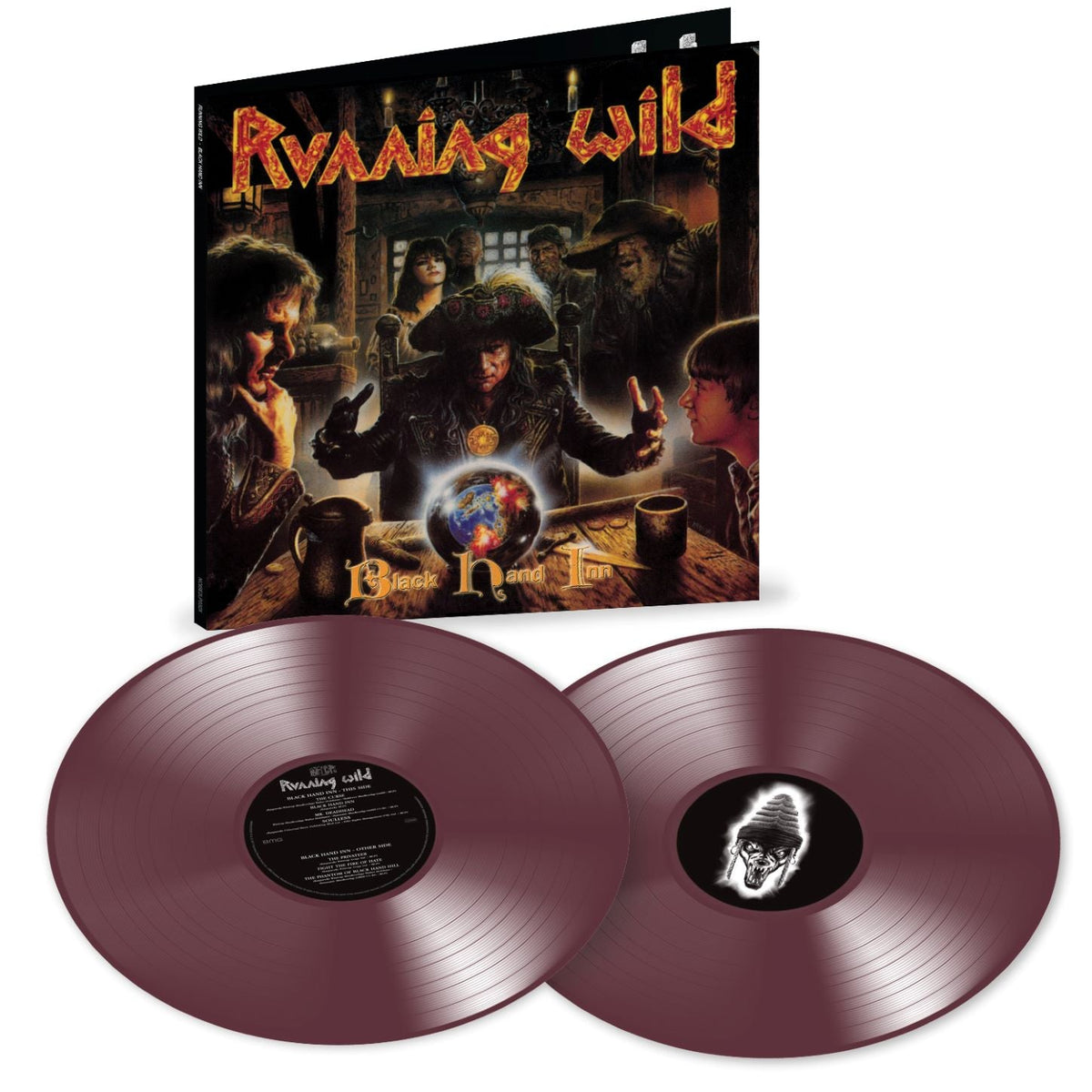 "Purple double vinyl records with album cover featuring a pirate-themed illustration."