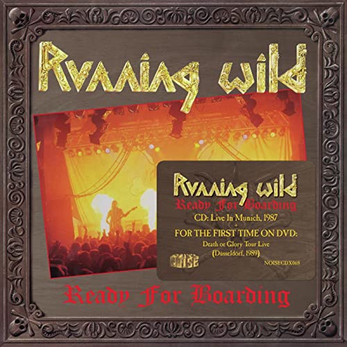 CD cover for Running Wild’s “Ready for Boarding” live album, concert scene.