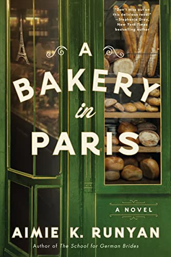 Book cover: green door with bakery display and Eiffel Tower.