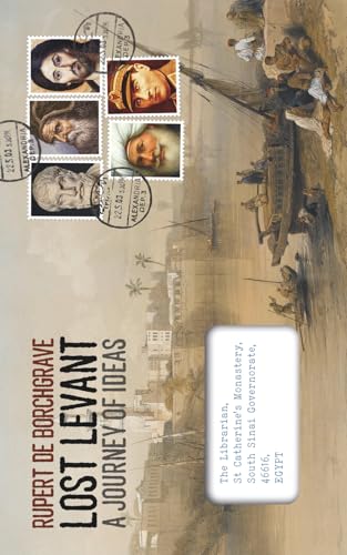 Book cover featuring postage stamps of historical figures, a harbor scene, and mailing address label.