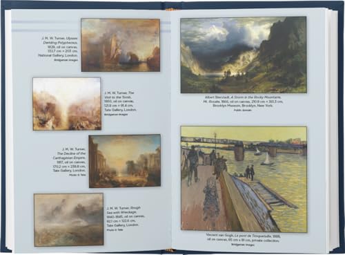 Open book page displaying reproductions of several landscape paintings.