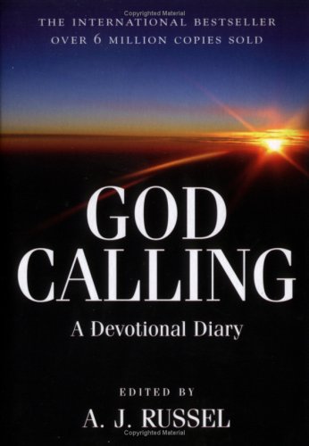 Book cover for God Calling: A Devotional Diary featuring a sunrise over a dark horizon.