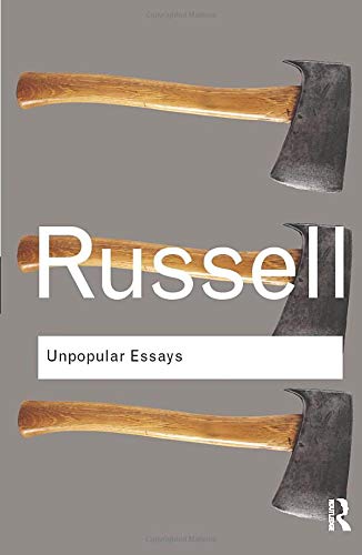 Book cover: "Unpopular Essays" by Bertrand Russell, featuring axes.