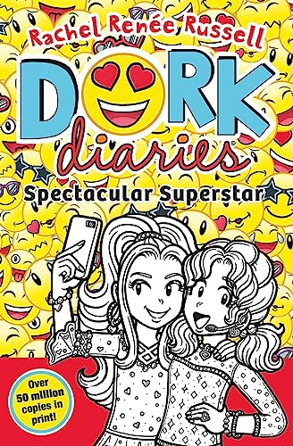 Colorful teen diary book cover with cartoon girl and sparkly music notes illustrations.