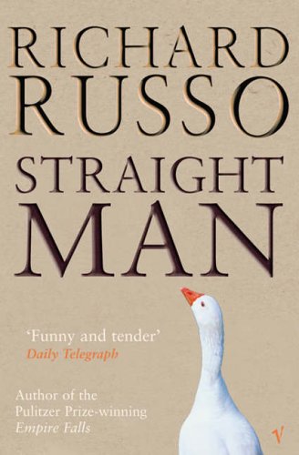 Book cover: "Straight Man" by Richard Russo, featuring a white goose.